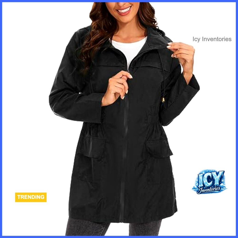 Waterproof Polyester Packable Rain Jacket With Ho… - image 3